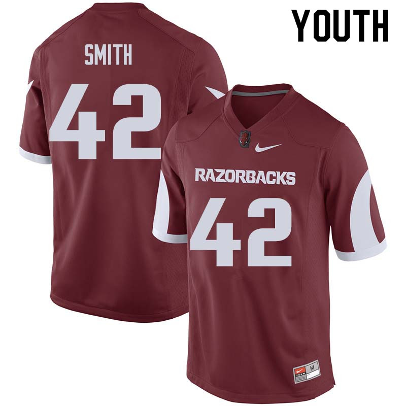 Youth #42 Chris Smith Arkansas Razorback College Football Jerseys Sale-Cardinal